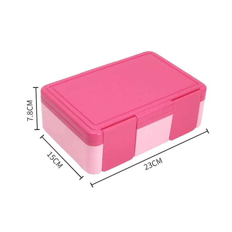 1450ml 4 Compartment Sealed Lunch Boxes with spoon fork Bento Box for Kids Microwave Heating Bento Box Food Storage Containers