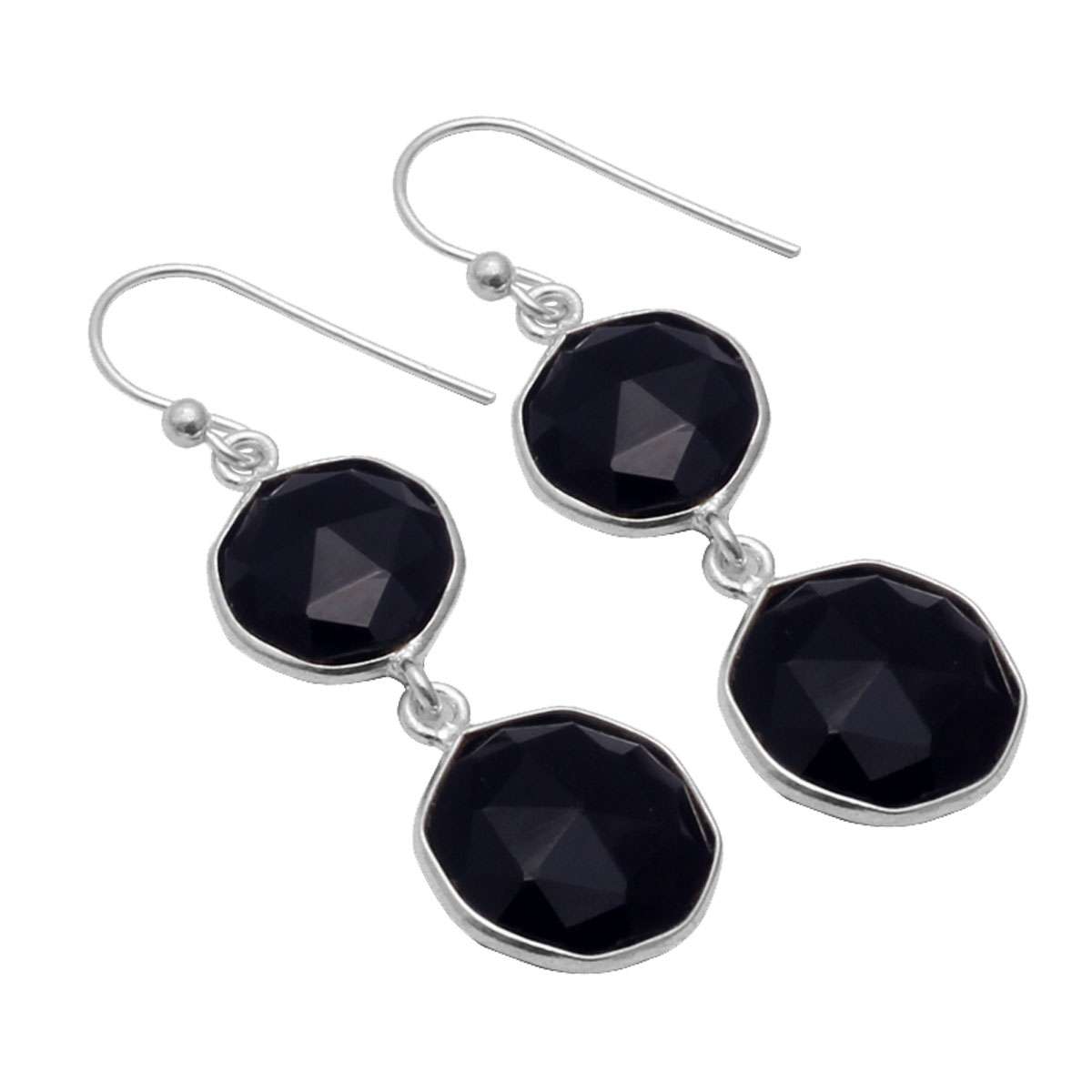 

Серьги с черным ониксом и драгоценным камнем, твердые серьги из стерлингового серебра 925 пробы, серьги ручной работы, ювелирные изделия, подарок для женщин и девочек, E-2669