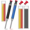 Metal Solid Carpenter Pencil Set For Deep Hole Marker With Refill Leads Marking Tool Woodworking Deep Hole Mechanical Pencils