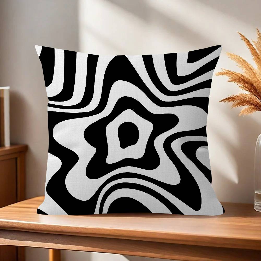 Black and White Abstract1  Pillow Covers Cartoon Sofa Decorative Home Doublesided Printing Short Plush Cute Cushion Cover