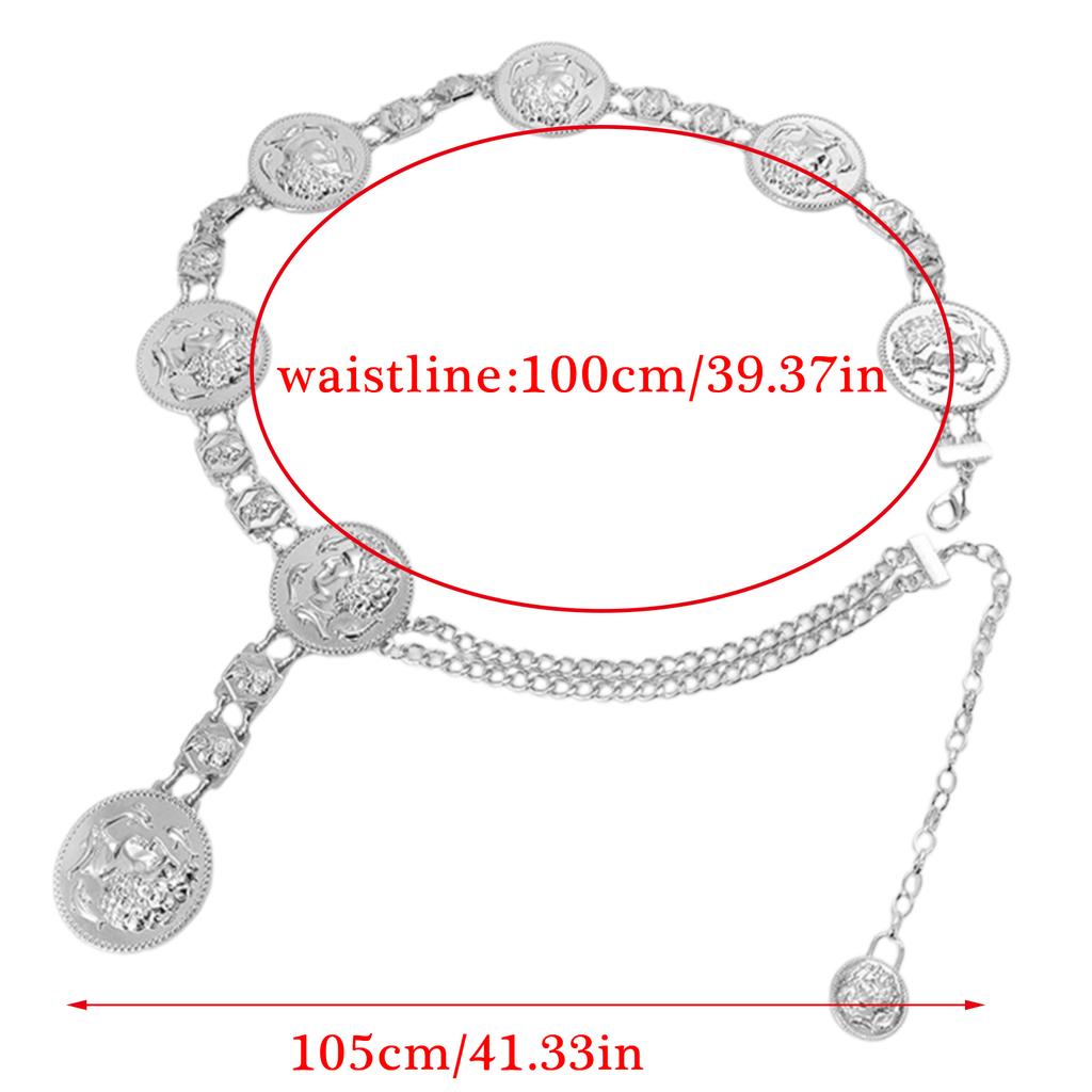 Schwerlast-Taillengürtel Stilvoll für Bühnentanz Musikfestival Jeans Kleidergürtel Körperschmuck Kette Metallisch Bauchtanz