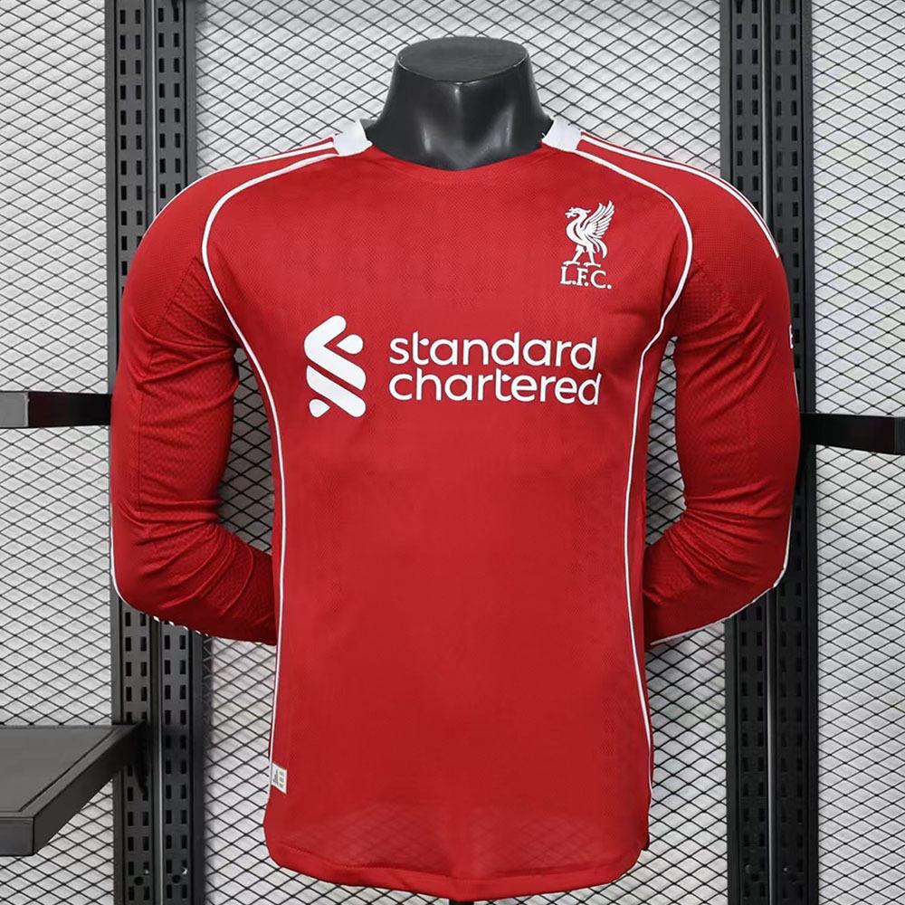 

Liverpool Premier League 25/26 Home Long Sleeve Jersey with Wirtz and Salah Print. XL