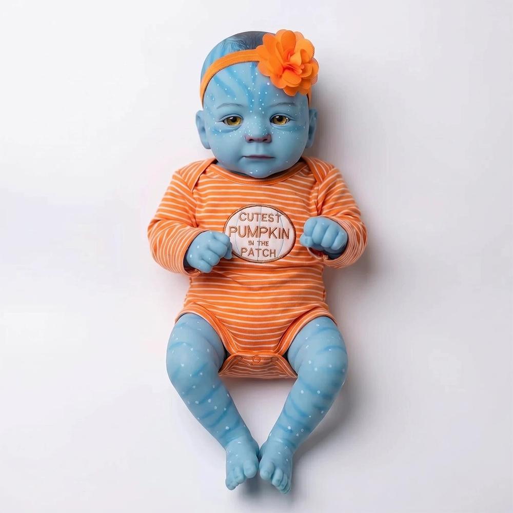 Muñeca Reborn de 19 pulgadas Juguete Traje de Bebé de una Pieza Rayas Amarillas y Blancas Muñeca Avatar Felicia - Un Regalo Para Niños En Ocasiones Especiales gray