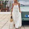 European and American women's clothing, new spring models, fashionable solid color backless suspender holiday dress dress