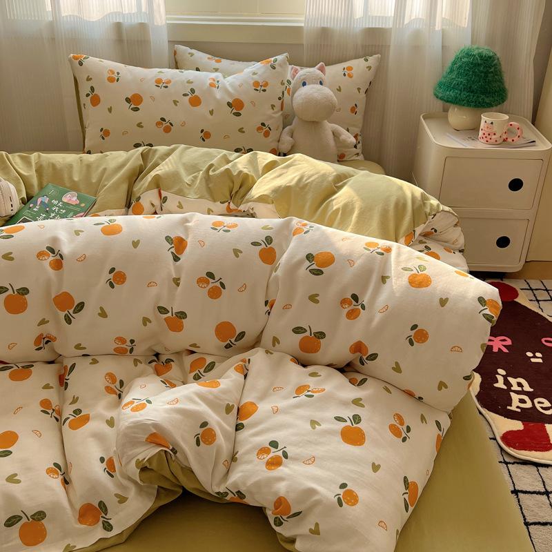 Pure Cotton Bedding Set Four-piece Set Skin-friendly Breathable and Comfortable Bed Sheet Quilt Cover Pillowcase