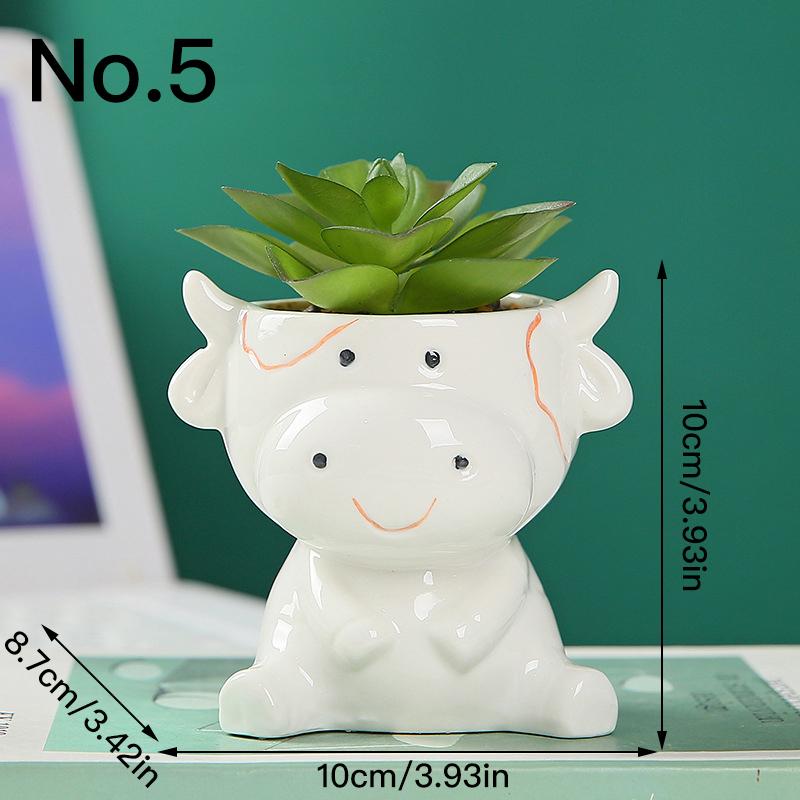 Cute Animal Flower Pot Succulent Pot Ceramics Planter Home Decor Desktop Ornaments Garden Decoration Bonsai Plant Pot