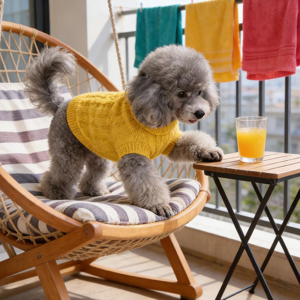 Farbenfroher Zopfstrick-Rollkragenpullover für Hunde, und Winter.