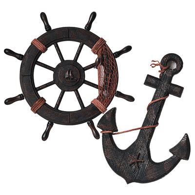 Wooden Rudder Anchor Antique Pirate Interior Stylish Ship Object Retro Boat Barrel Gardening Gardening Goods Store Sign Hawaii Vintage Apparel Anchor