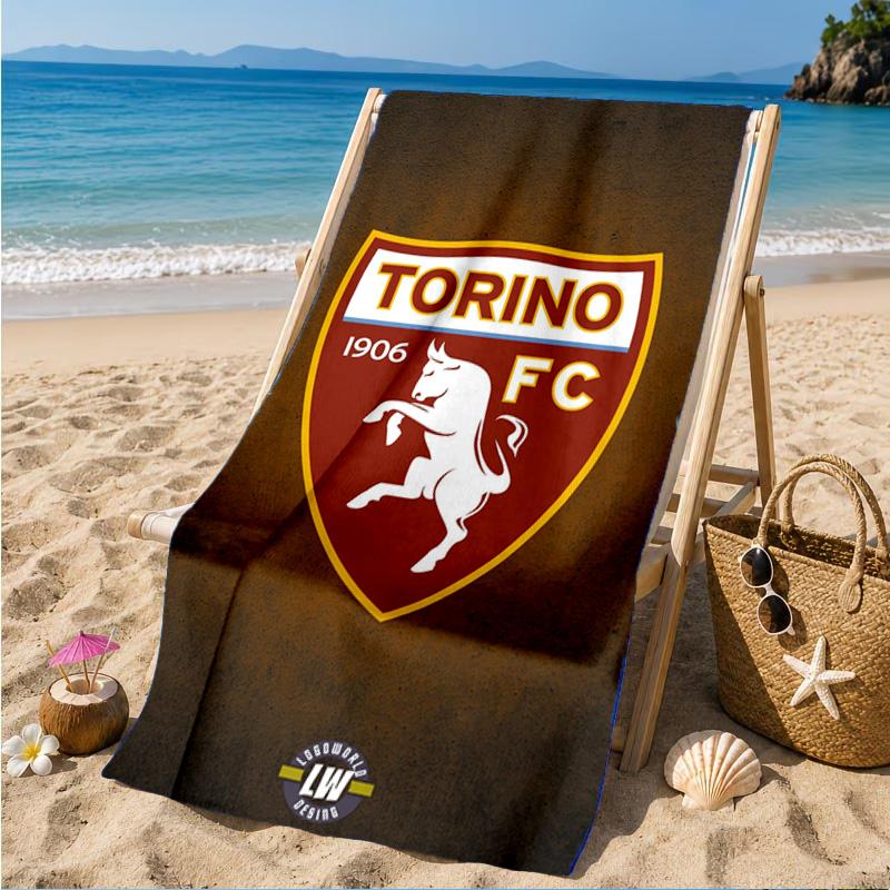 Asciugamano da Spiaggia con Stemma Torino Fc, Asciugatura Rapida, Facile da Curare, Adatto sia per il Fitness che per le Vacanze al Mare, Essenziale per lo Sport