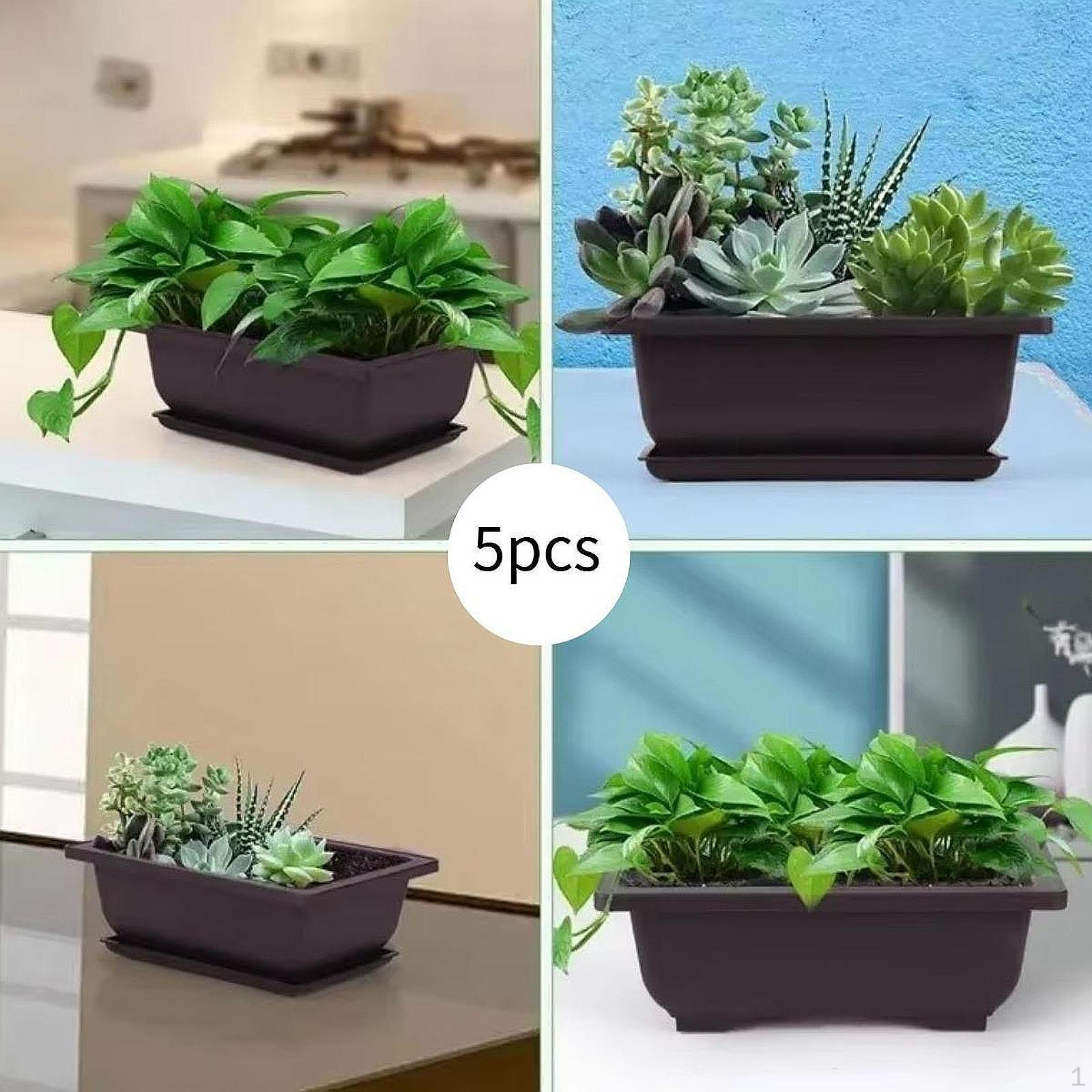 

5 цветочных горшков для садоводства и посадки растений в помещении и на открытом воздухе Rectangular Small