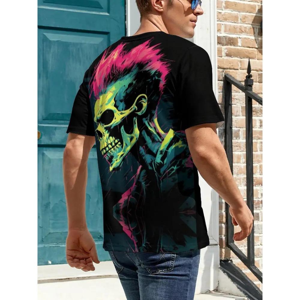 Pattern men's T-shirt 3D printed summer hip-hop trend short sleeved T-shirt oversized O-neck top