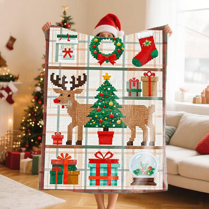 1pc Pink Chirstmas Blanket Snowflake Print Smooth Flannel Blanket for Home Living Room Bedroom Decor New  Christmas Gift