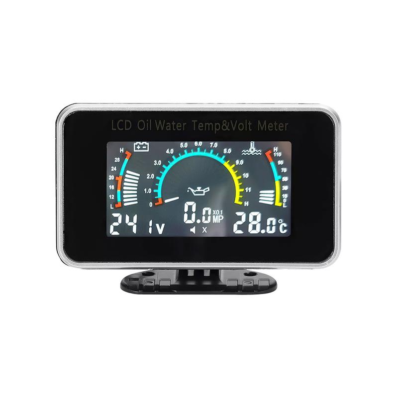 Car LCD Meter Digital Oil Pressure Voltage Water Temperature Gauge 3-in-1 Universal Instrument 9-36V for Car Truck SUV RV