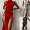 New Swimsuit Bikini Three-piece Sexy Multi-color Mesh Blouse Beach Swimsuit