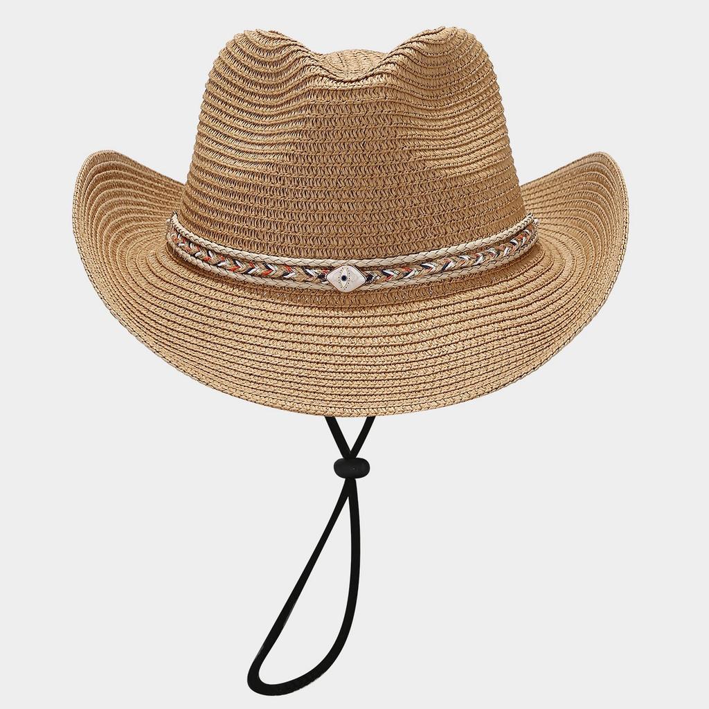 Women'S Summer Vacation Panama Straw Cowboy Hat, Retro Shapeable Brim, Outdoor Travel Sun Protection Cap