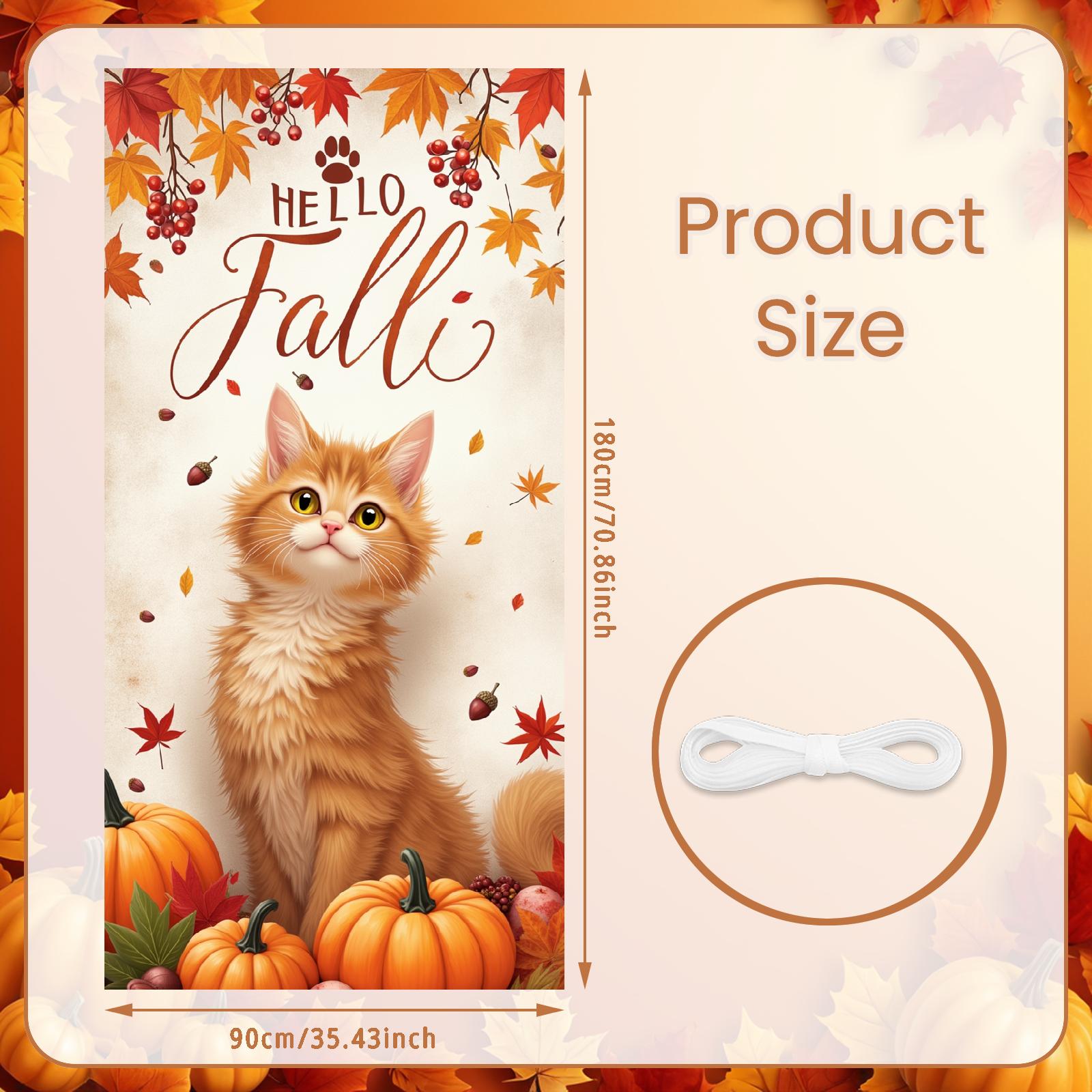 

Fall Scene Lightweight Fabric Hello Fall Banner Pumpkin Decoration Vibrant Colors Theme Banner For Holiday Decoration Fall