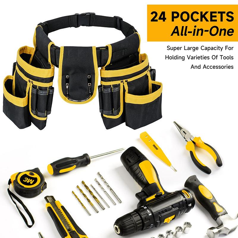 Tool Waist Bag Portable Electrician Toolkit Magnetic Hardware Repair Heavy Duty Tools Belt Multi-functional Tools Organizer