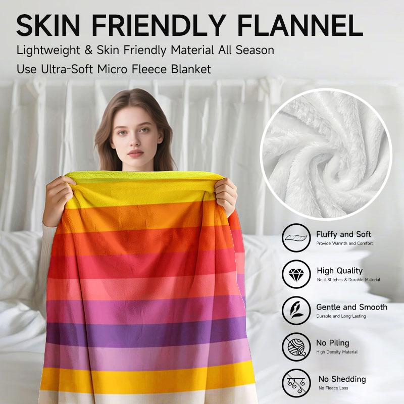 1 manta de franela de color arcoíris, suave, adecuada para sofá, cama, oficina, uso en todas las estaciones.