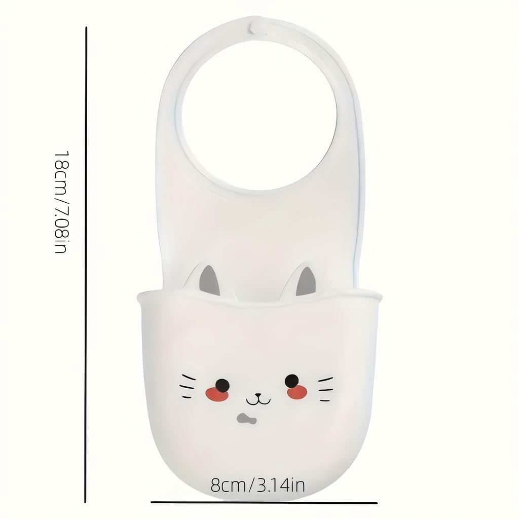 Bílá kreslená kočka závěsný košík Kohoutek s měkkým uzávěrem Držák houbičky Silikonový dřez závěsný úložný sáček Příslušenství k vodovodnímu kohoutku