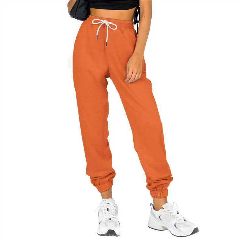 Women's solid color high-waisted sports and casual sweatshirt pants