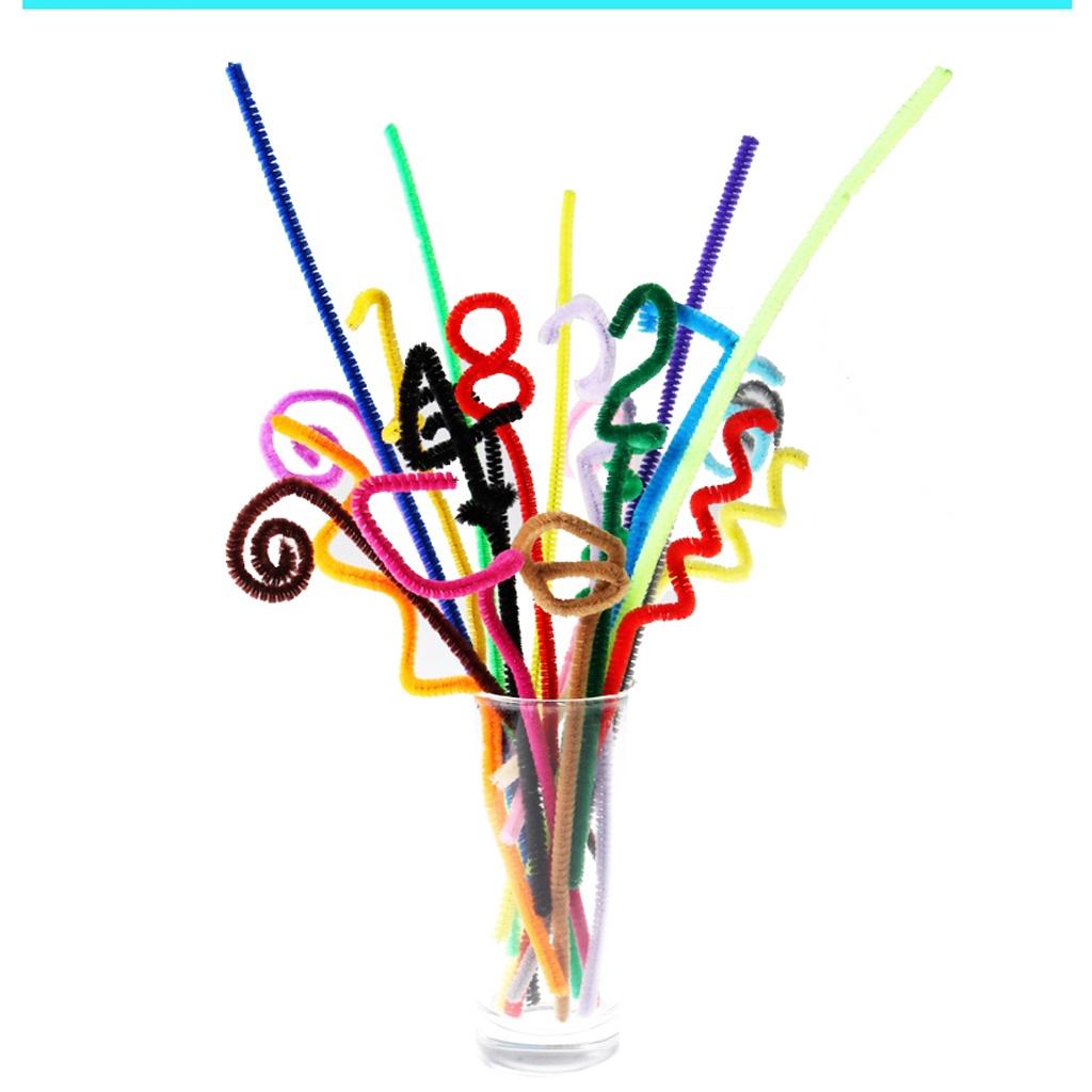 100Pcs Assorted Plush Pipe Cleaners Chenille Craft Supplies Stems Christmas Decor
