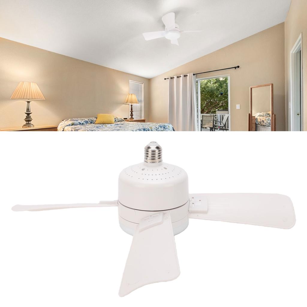 LED Socket Ceiling Fan Light Dimmable Ceiling Fan with Remote Control E27 Base for Living Room White