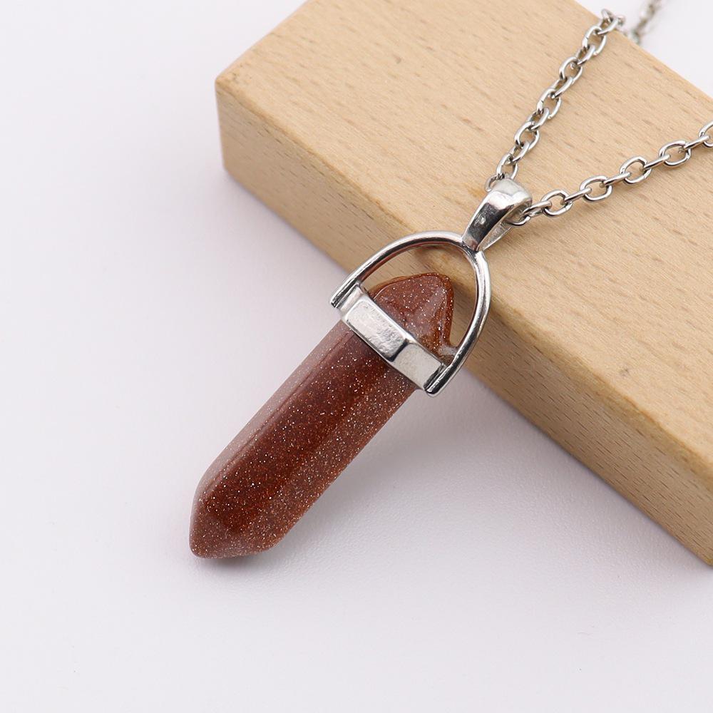 Handmade Amethyst Rose Quartz Hexagonal Pillar Pendant Necklace (N760)