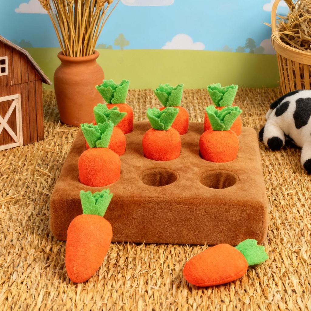 Carrot Snuffle Mat for Dogs Puppy Carrot Plush Toy Interactive Pet Plush Puzzle Toys Dog Carrot Pulling Interactive Training Toy