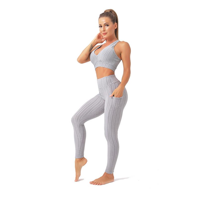 Women Yoga Sports Suit Fashion Quick-drying Sports Bra Shockproof Yoga Pants Fitness Suit