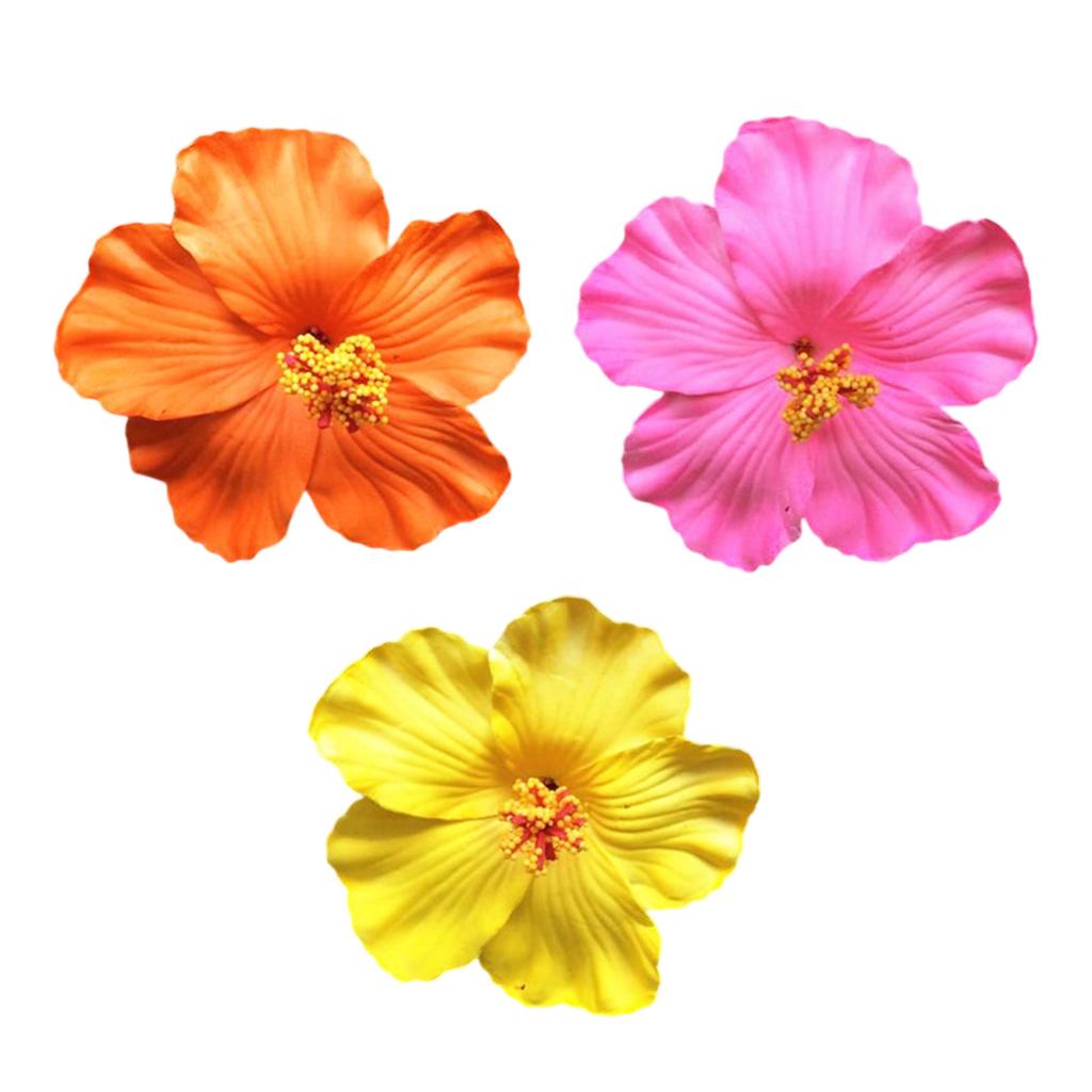 Pack Of 3 Tropical Floral Hair Clips For Women Non Slip Plumeria Hibiscus Design Beach Party Hair Accessories Thick Thin Hair Friendly
