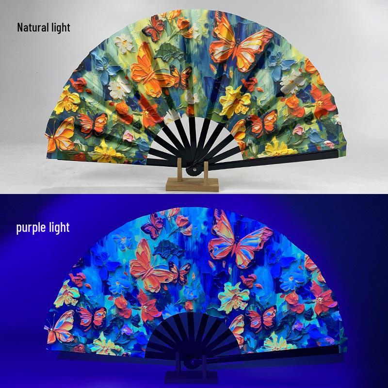 Leuchtender faltbarer Kung-Fu-Party-Fächer mit UV-fluoreszierender Leuchtkraft