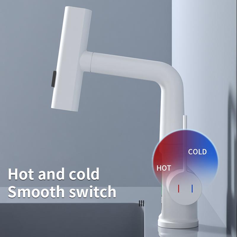 Stříbrný vodopád, výsuvná umyvadlová baterie, zvedací a sestupný proud, rozprašovač teplé a studené vody, umyvadlová baterie do koupelny