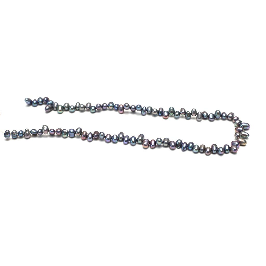1String, Black Natural Freshwater Pearls, Handmade Top Sided Drilled Hole Pearl Beads for Jewelry Making DIY Crafts (Beads 5-6mm, Length 36cm)