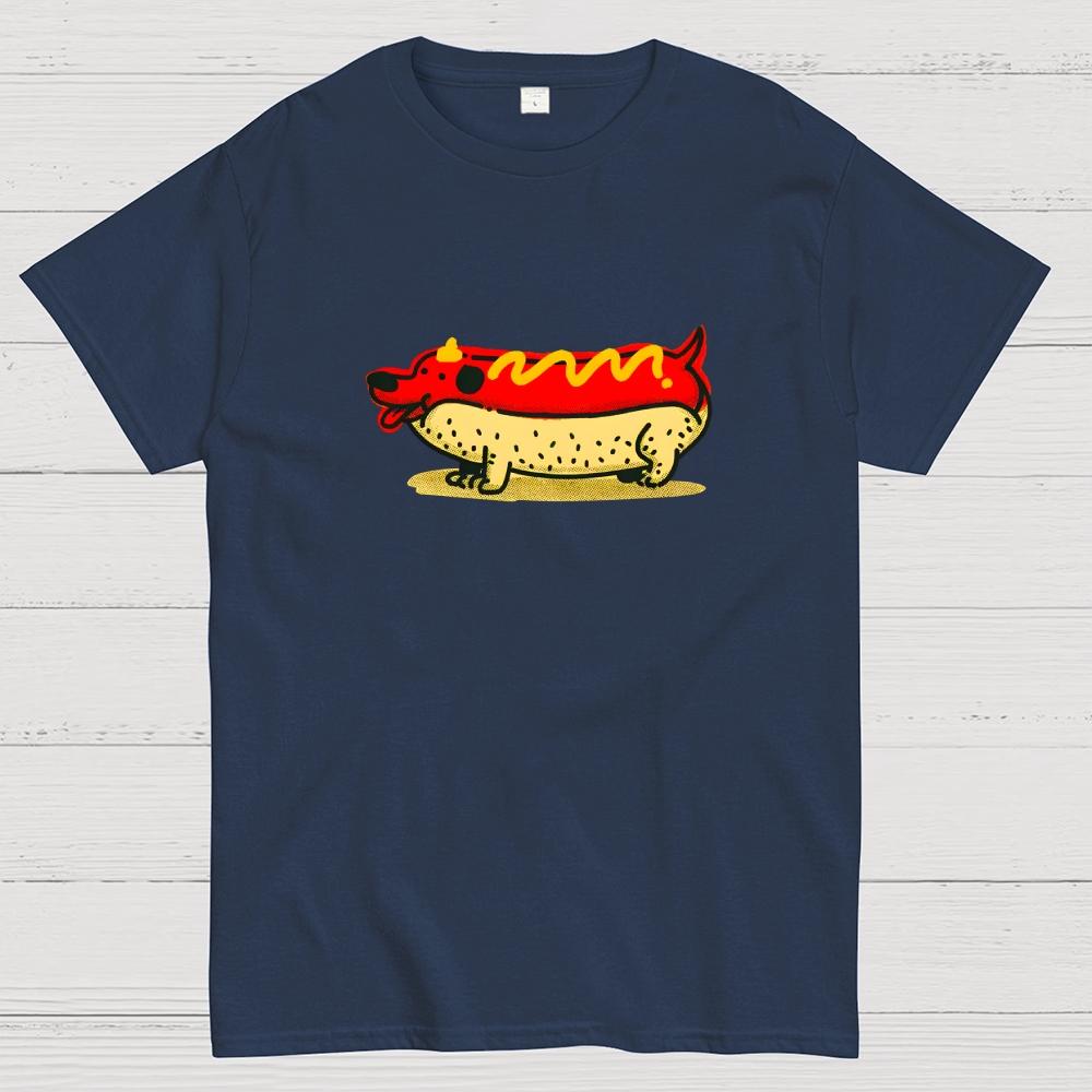 Funny Hot Dog Dachshund Cartoon Retro Cotton Summer Casual Cool Loose T-Shirt
