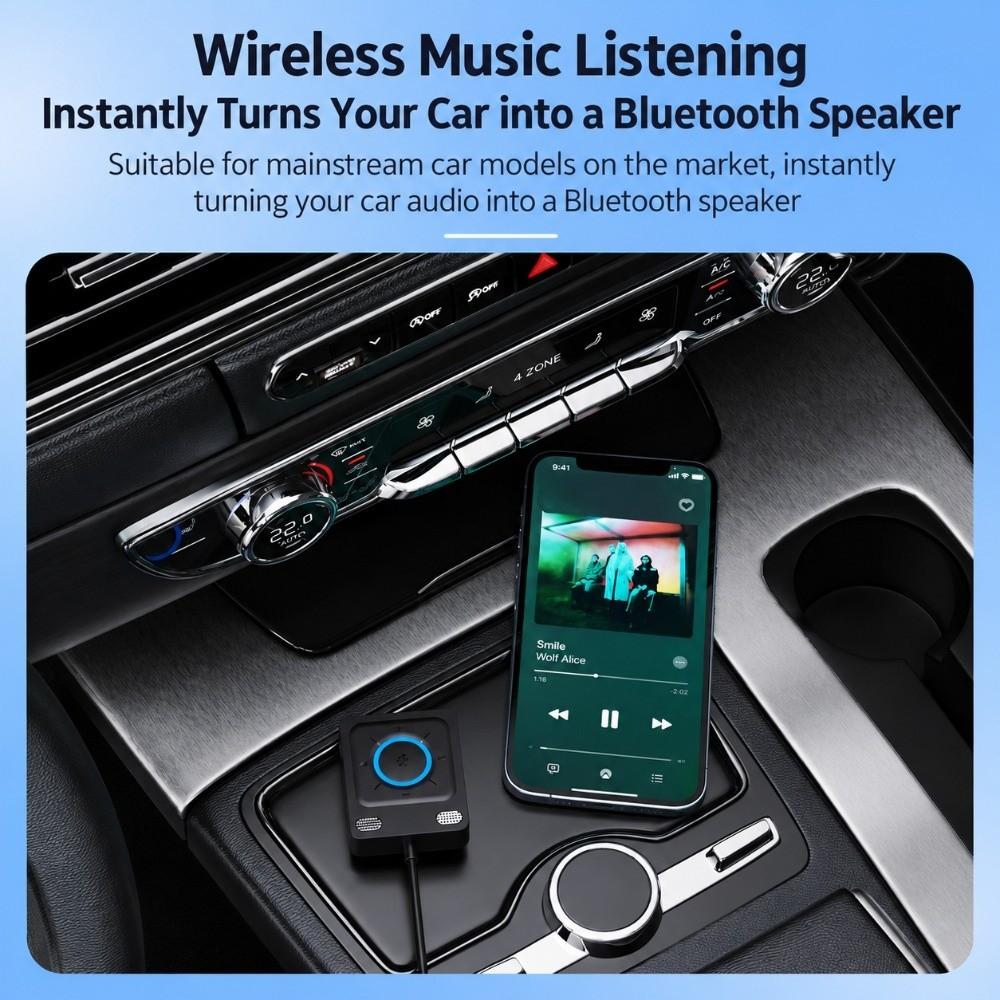Dual Device Car AUX Adapter Bluetooth 6.0 Hands-Free Car Kit USB Music Player Music Streaming