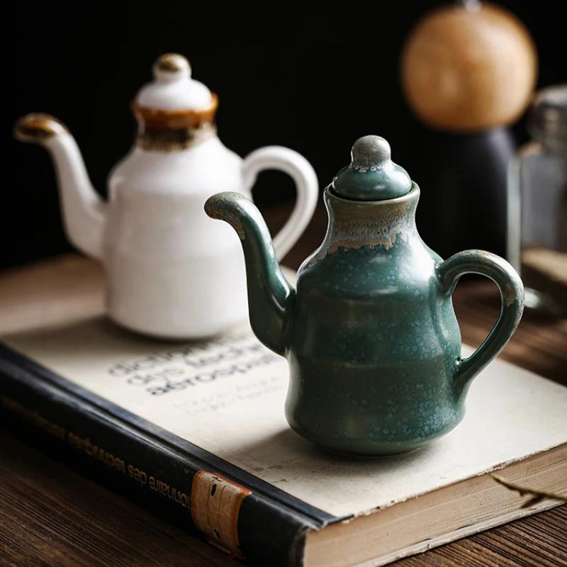 150ml Ceramic Olive Oil Seasoning Bottle Vinegar Soy Sauce Ceramic Spice Jar Cruets Soy Sauce tableware For Hotel and Restaurant