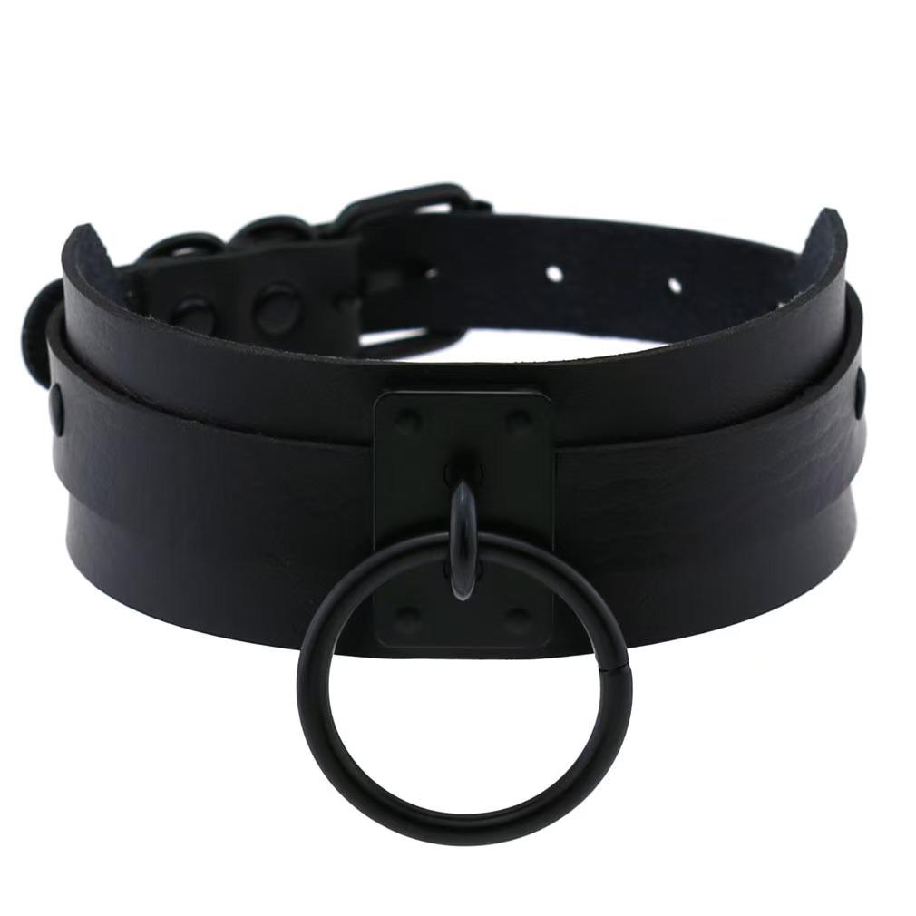 

Punk Hip-Hop Pu Leather Collar, Suitable For Both Men And Women, Street Snap And Nightclub Wild O-Shaped Necklace Neck Chain