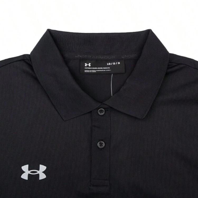 Under Armour Solid Color Comfortable Pullover Short Sleeve Polo Shirt Elastic Waist Shorts Casual Sports Set Men Sets Black 23500507-001+22500214-001