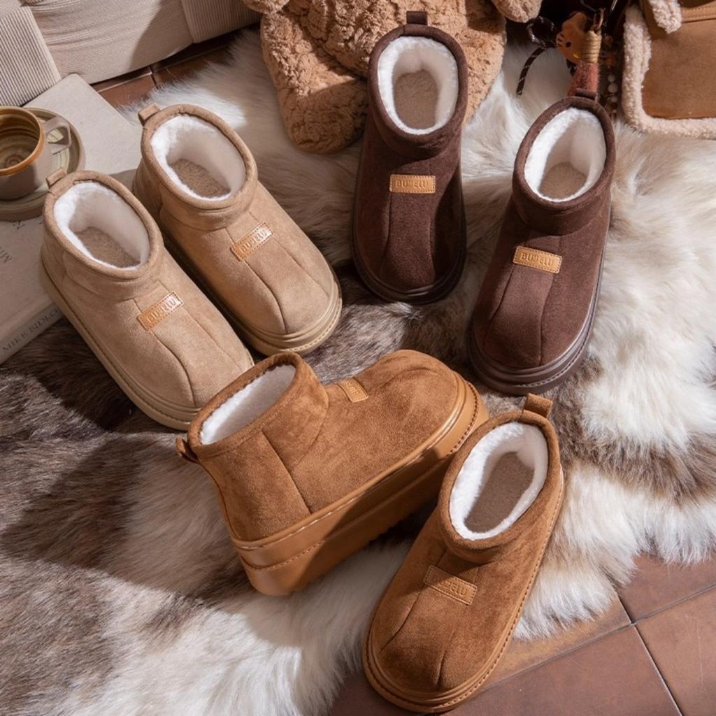36-45 Thick Soled Warm Cotton Shoes for Women, Winter Outerwear, Anti Slip, Odor Proof, and Fleece Cotton Slippers for Women