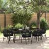Garden Dining Set 7 pcs Black Powder Coated Steel