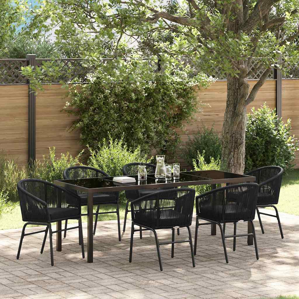 Garden Dining Set 7 pcs Black Powder Coated Steel