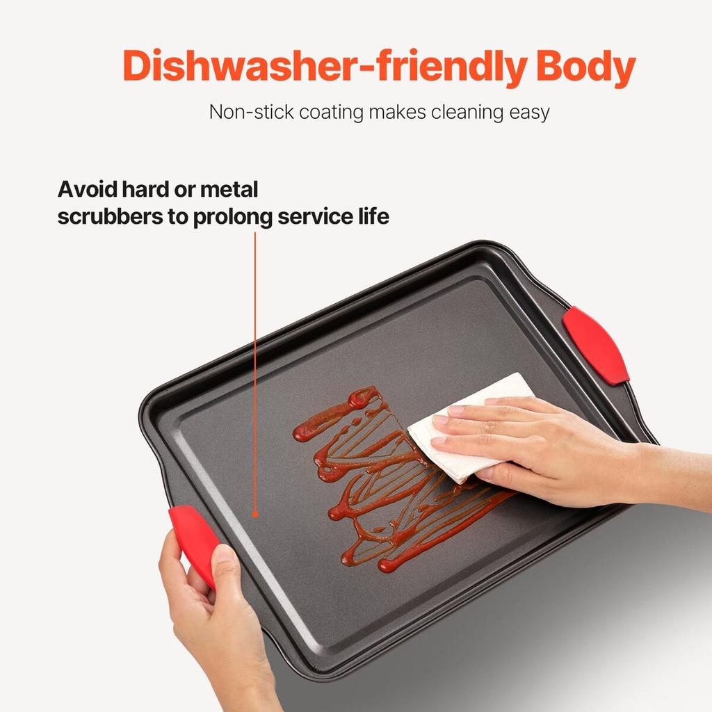 Baking Pan Set 3-Piece Nonstick Carbon Steel Set with Silicone Handles