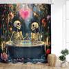 Fun Bathing Lovers Skeleton Shower Curtains Forest Rose Flowers Tree Heart Valentine'S Day Bathroom Curtain Fabric Home Decor