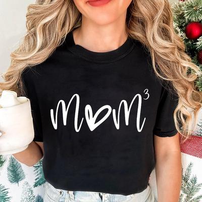 Womens Fashion TShirts Mom of Three Print Tshirts Summer Casual Loose Tops Mom To The Power Creative Personalized Tshirts