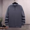Men's Thick Stand-Collar Half-Zip Casual Sweatshirt – Heavyweight, Spring/Autumn Trend, Solid Color