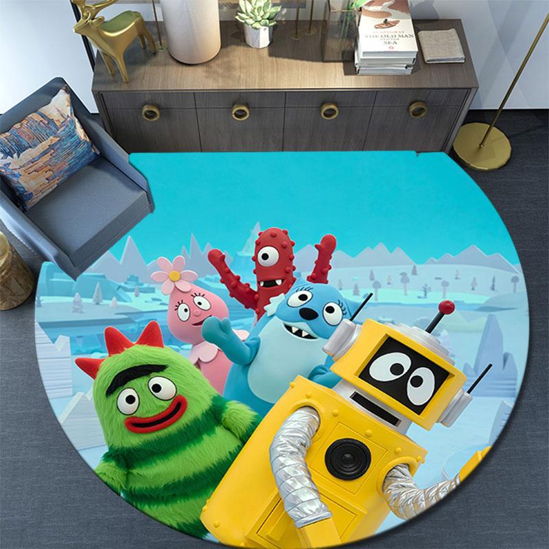 Yo Gabba Gabba!,Round Area Rug,Carpet Rug for Living Room Bedroom Sofa Playroom Decor,Non-slip Floor Mat