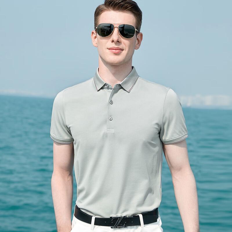 Men s Business Casual Mulberry Silk Blend Polo Shirt M