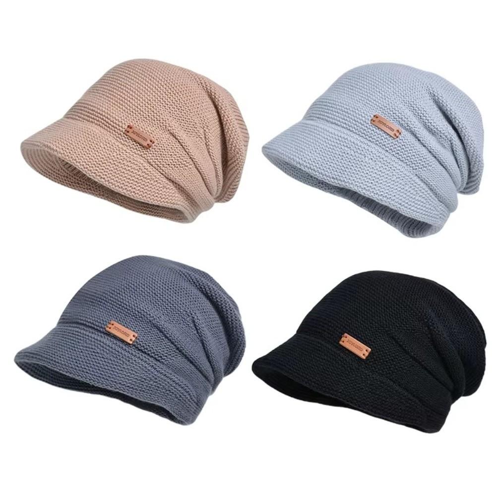 Short Brim Beanies Fleece Lined Ear Protection Fashion Knitted Hat  Autumn Winter