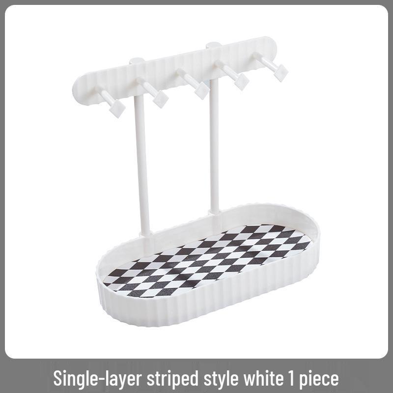 White Multifunctional Jewelry Organizer: Necklace Stand, Ring Box, Earring Holder for Dressing Table
