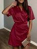 Elegant 2026 Summer Women's Short-Sleeve Mini Dress - Casual Fashion Style